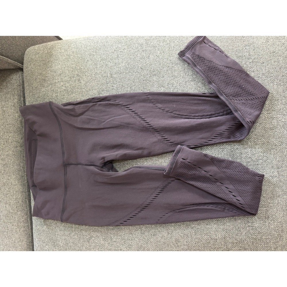 Lululemon High Rise Laser Cut Mesh Ventilated Leggings Purple Plum Yoga Pants